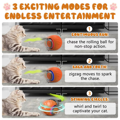 Newspeedy Tail 2.0 Cat Toy, Speedy Tail Cat Toy, Interactive Cat Ball Toy, Smart Cat Toys Ball, Two Speed Adjustment, with Tail