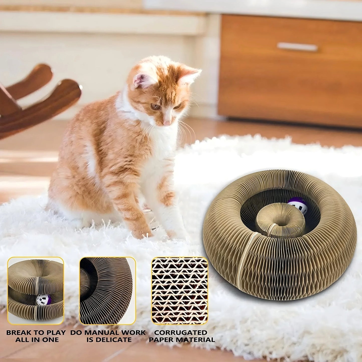 Durable Cat Toy Cat Accordion Magic Organ Cat Scratching Board Cat Toy Ball Scratch Pad Cat Scratcher Kitty Kurlz